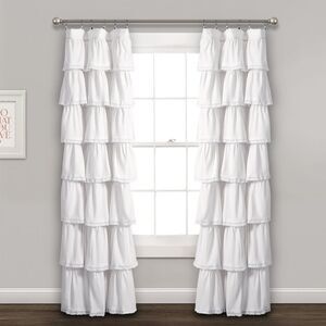 Lush Decor - 52"x84" Ruffle Window Kids' Curtain Panel White -  White